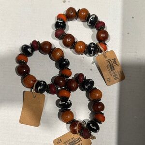 Wooden Bead napkin rings  Set of 3 with  Black Accents